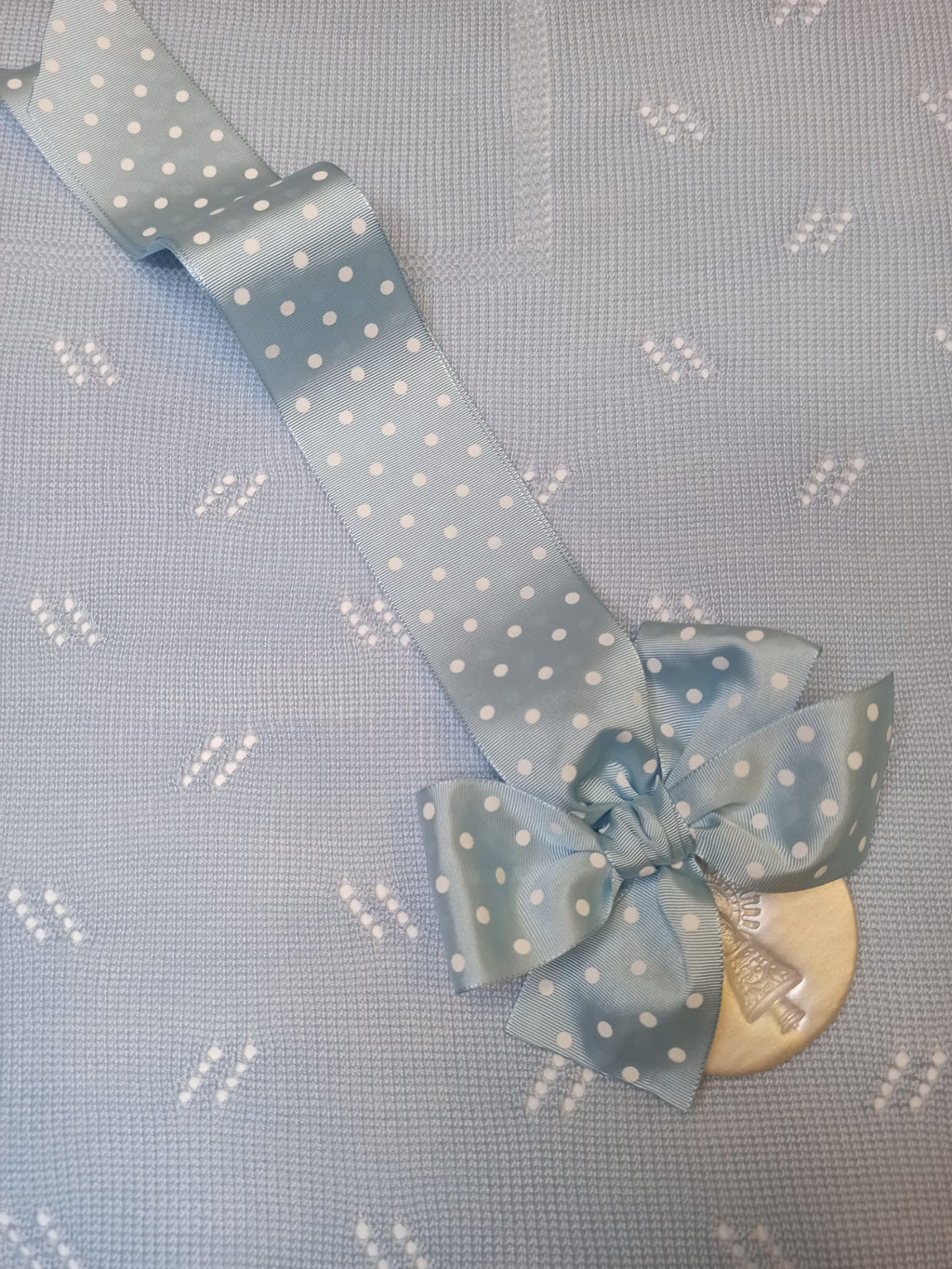 Medalla de la Virgen del Pilar de Zaragoza Celeste y Topos blancos 1